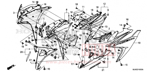 CARENAGE MILIEU CBR500RAH de 2017